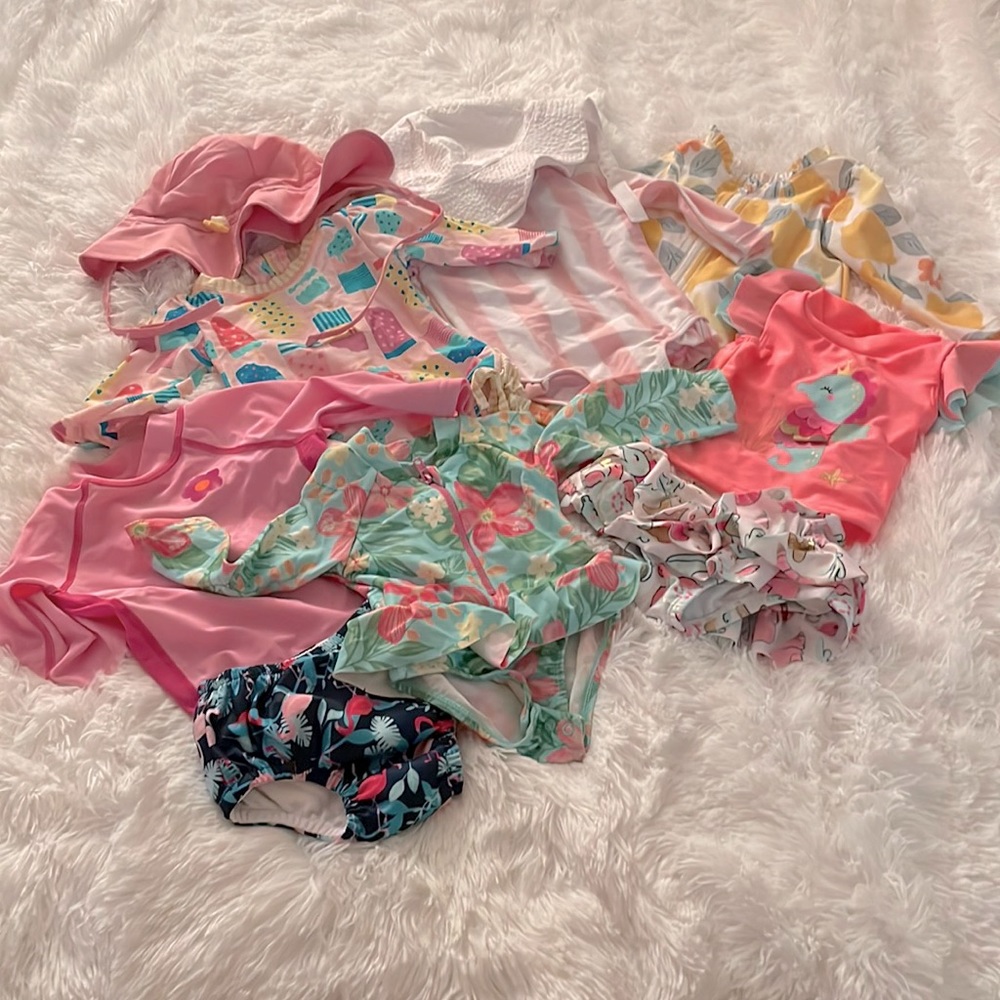 3-6 Months Baby Girl Swimsuit 9 Piece Bundle